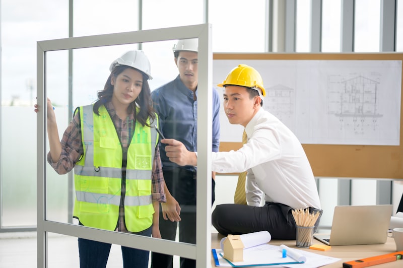 Our sourcing team reviewing crane specifications